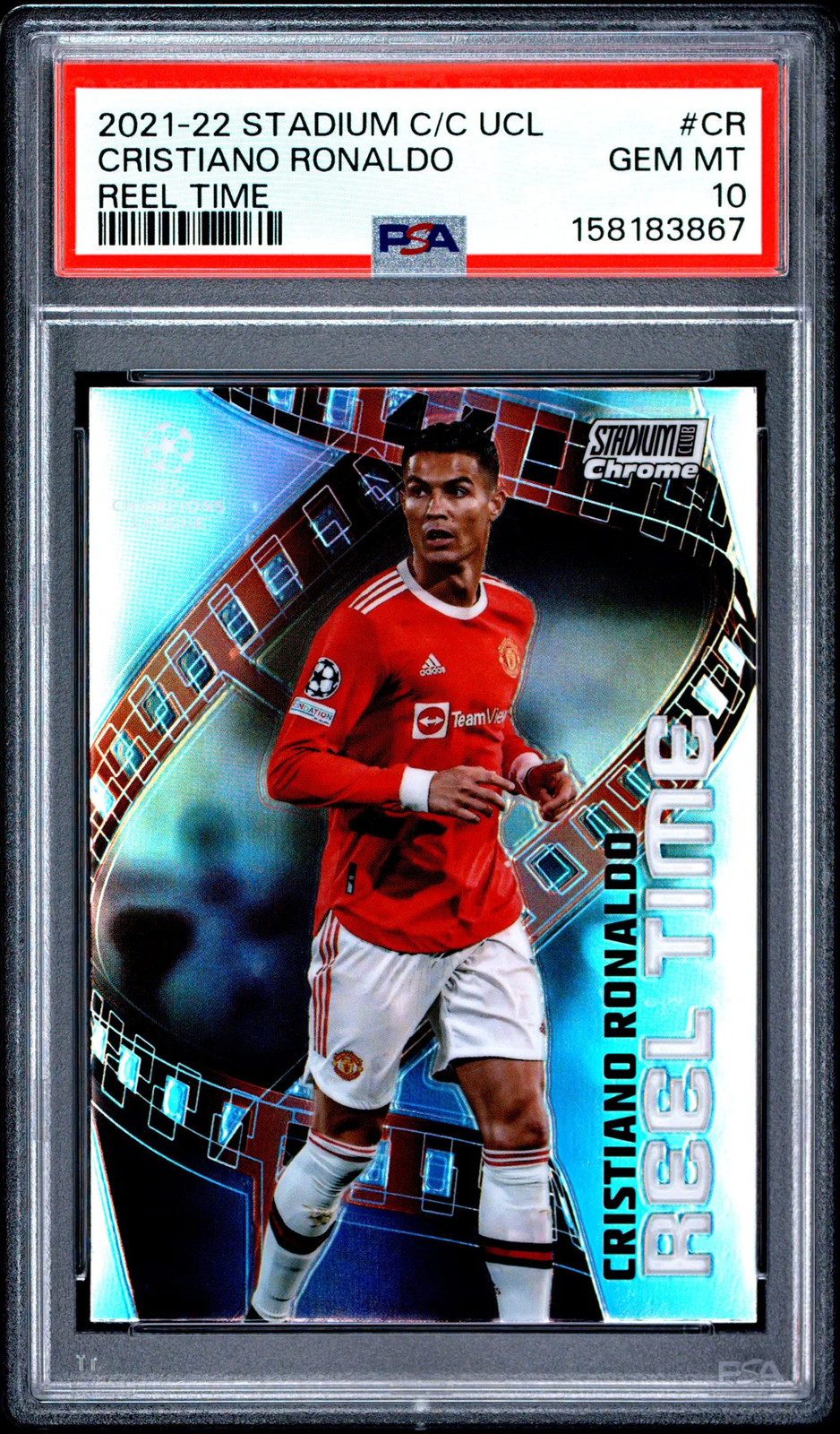 Cristiano Ronaldo 2021-22 Topps Stadium Club Chrome UEFA Reel Time PSA10 GEM MT