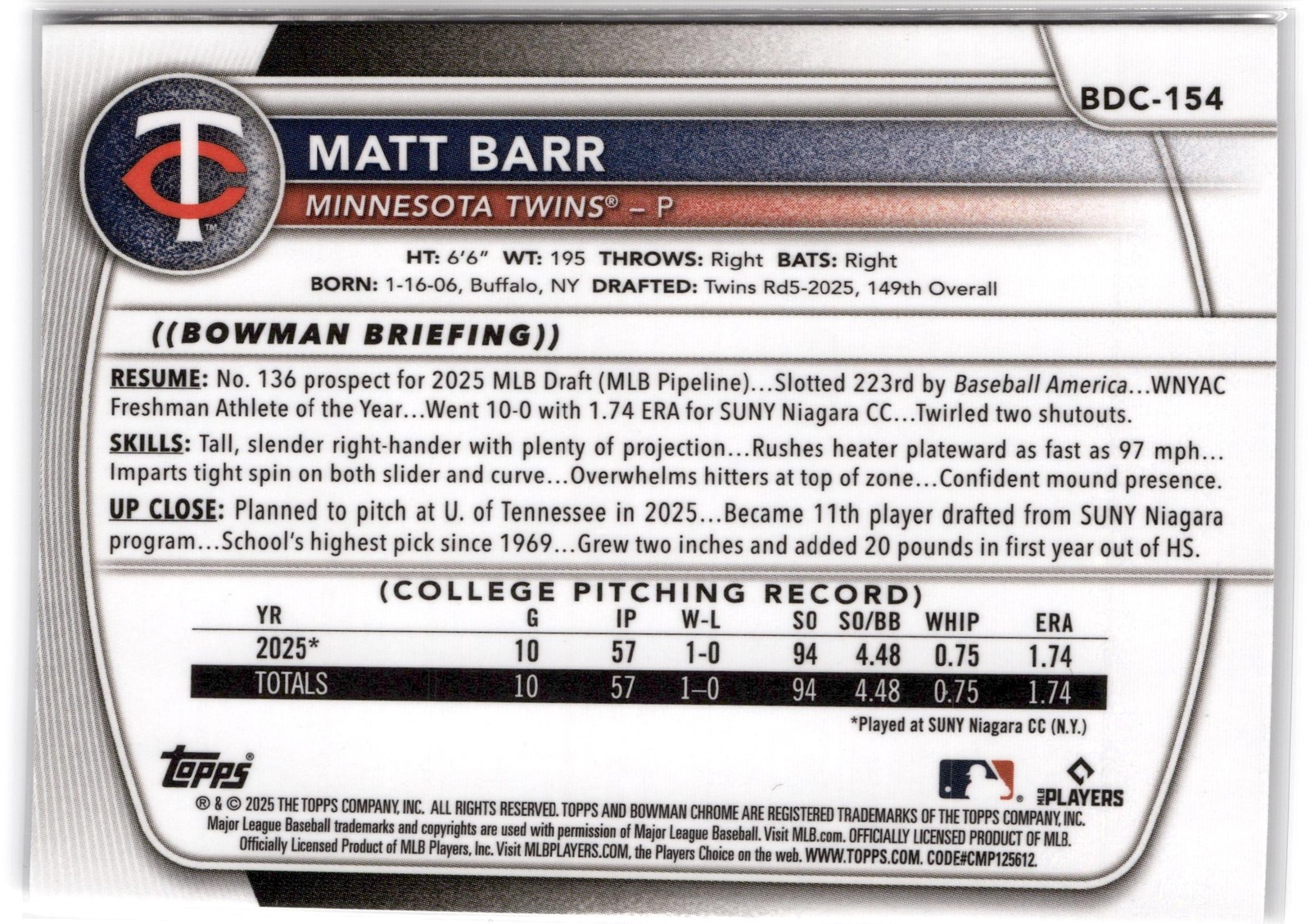 2025 Bowman Draft Xavier Neyens #BDC-2 1st Bowman Houston Astros