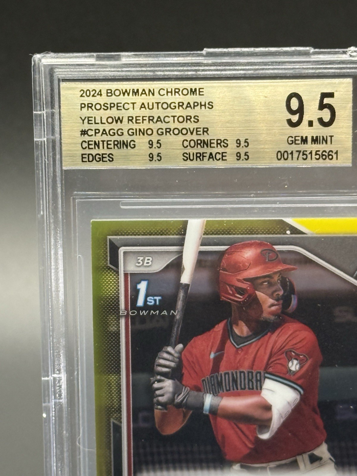 2024 Bowman Chrome GINO LUJAMES GROOVER 1st Yellow Refractor Auto /75 BGS 9.5