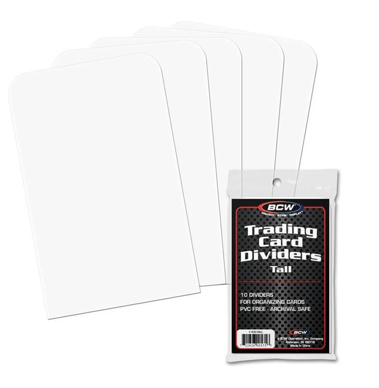 (100) BCW Tall Trading Card Dividers – Taller For Visibility 10 Packs of 10