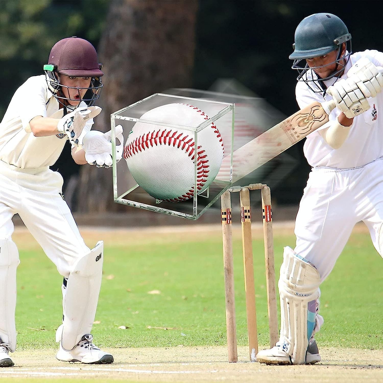 Baseball Display Case Uv Protected Acrylic Clear Baseball Holder Square Cube Bal