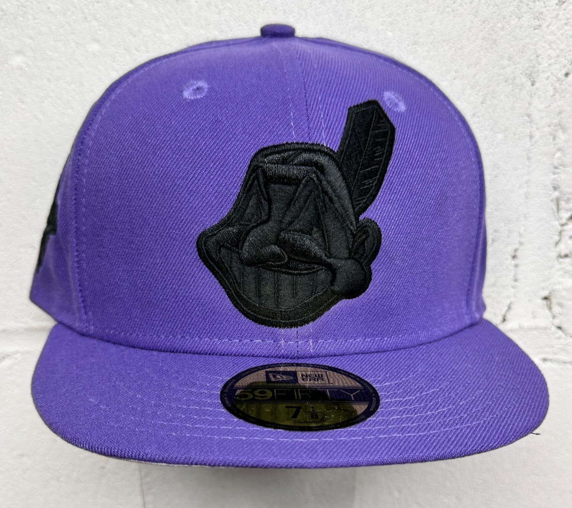 Cleveland Indians Wahoo New Era Fitted Club 59Fifty PURPLE WORLD SERIES PATCH