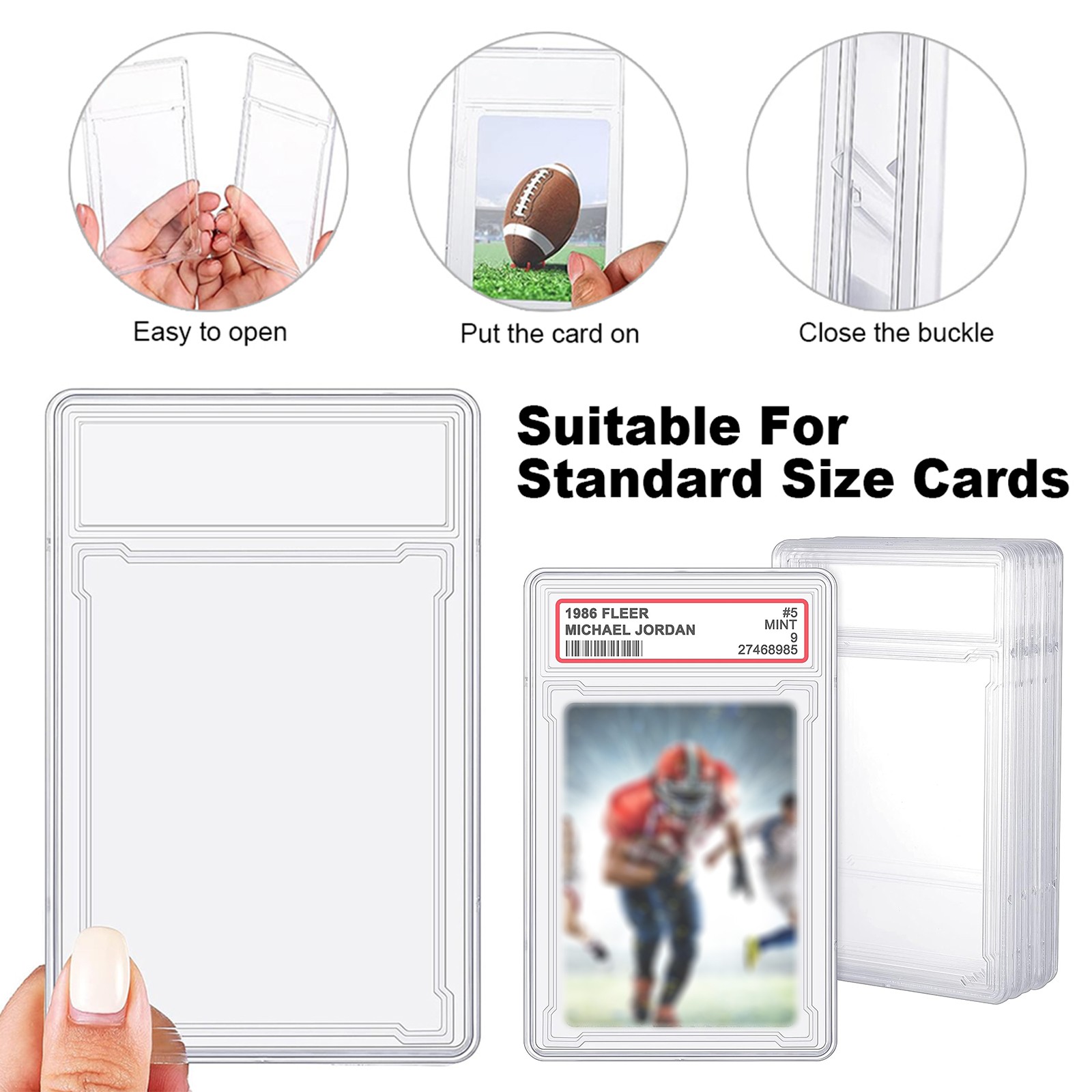 100PCS Trading Cards Protector Case Baseball Card Holders with Label Position
