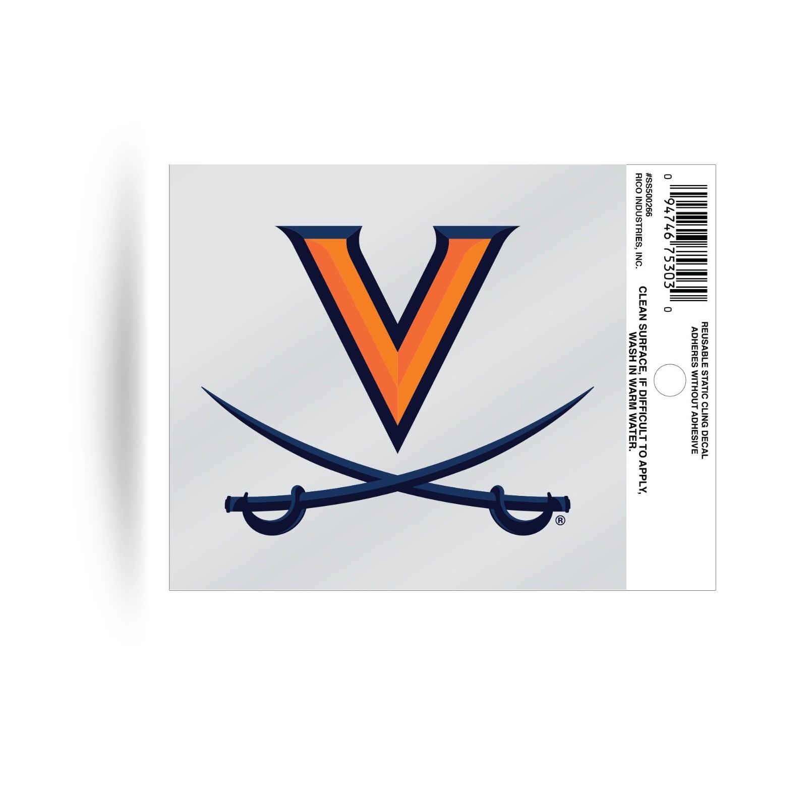 Virginia Cavaliers Static Cling Sticker NEW Window or Car! NCAA UVA 3×4 Inches