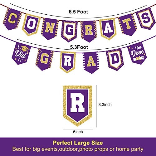 2025 Graduation Banner – No DIY Required Graduation Party Supplies Purple