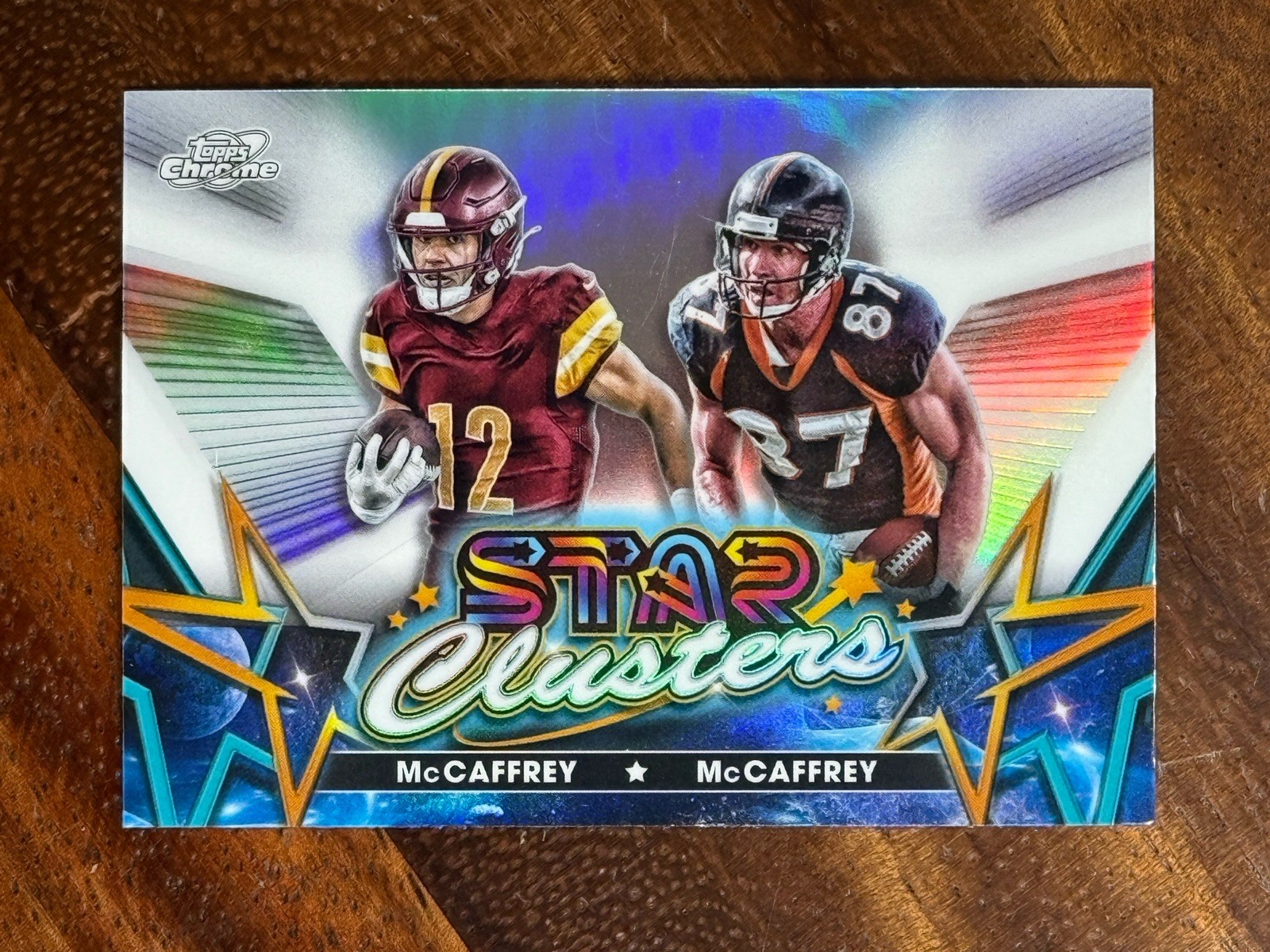 2024 Topps Cosmic Chrome Star Clusters #SCL-12 – Luke McCaffrey & Ed McCaffrey
