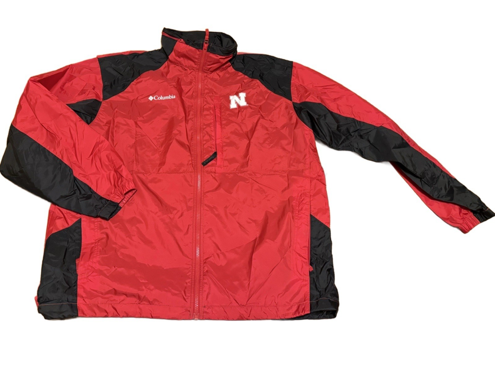 90’s Univ Nebraska Cornhuskers Jacket Mens Medium Red/Black Columbia Full Zip