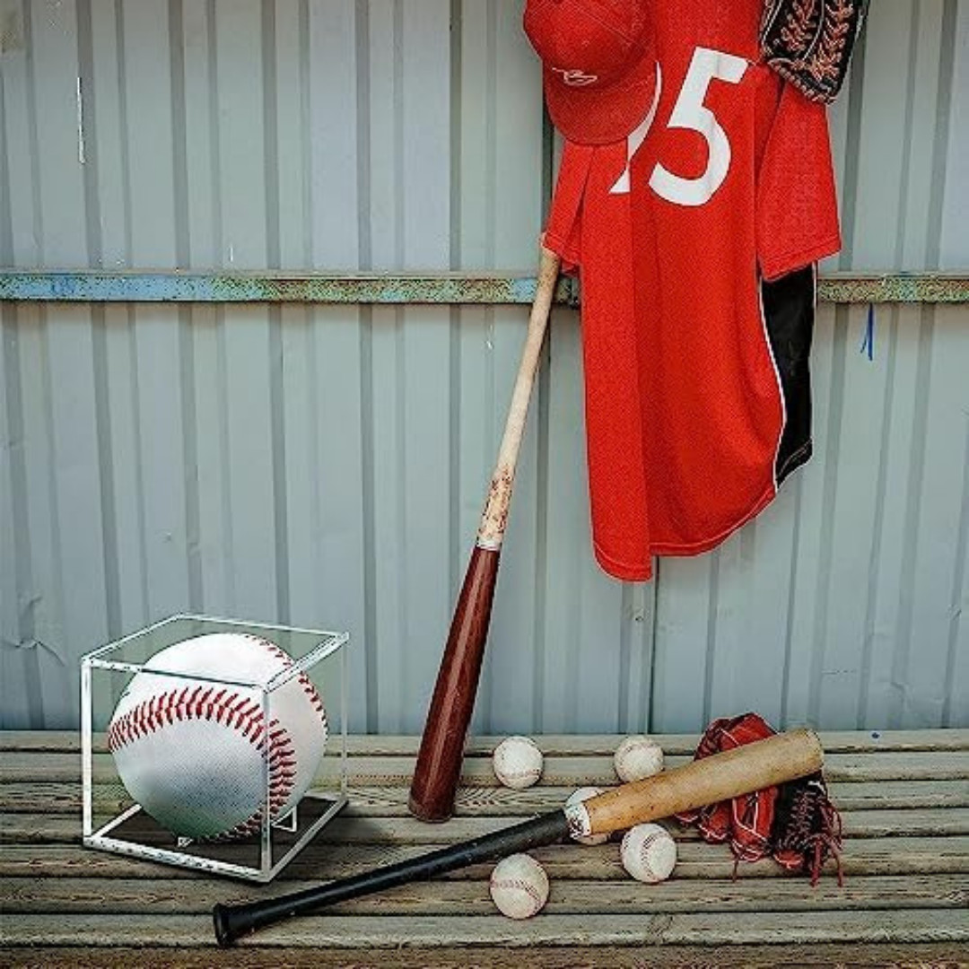 Baseball Display Case Uv Protected Acrylic Clear Baseball Holder Square Cube Bal