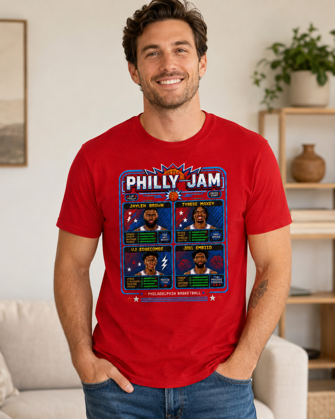 Philly basketball Jaylen Brown retro basketball tee pixel basketball shirt