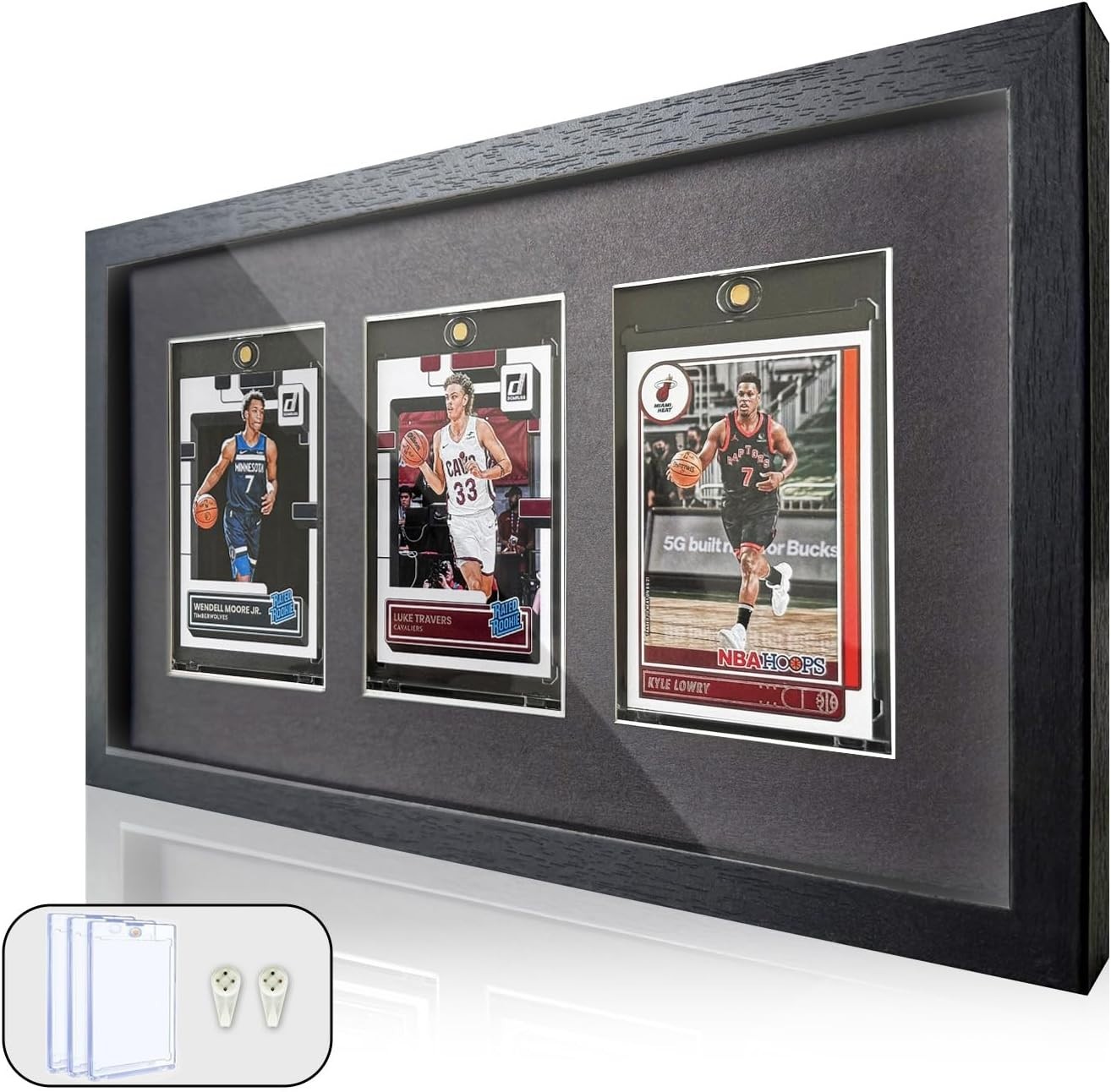 Trading Card Display Case 3 Wall & Tabletop Sport Football Baseball Wood Frame