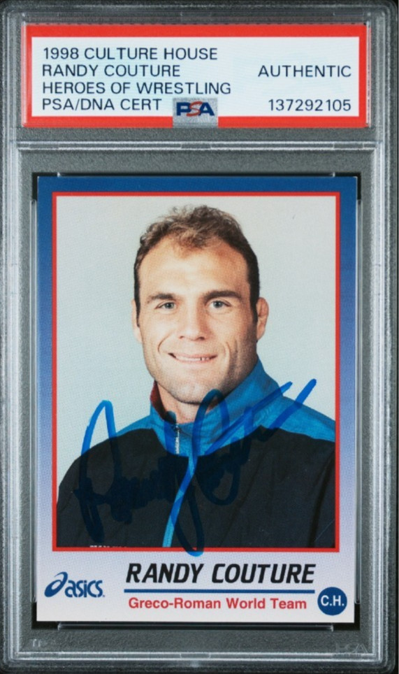 1998 Culture House Heroes Of Wrestling Randy Couture Signed Rookie Auto RC PSA