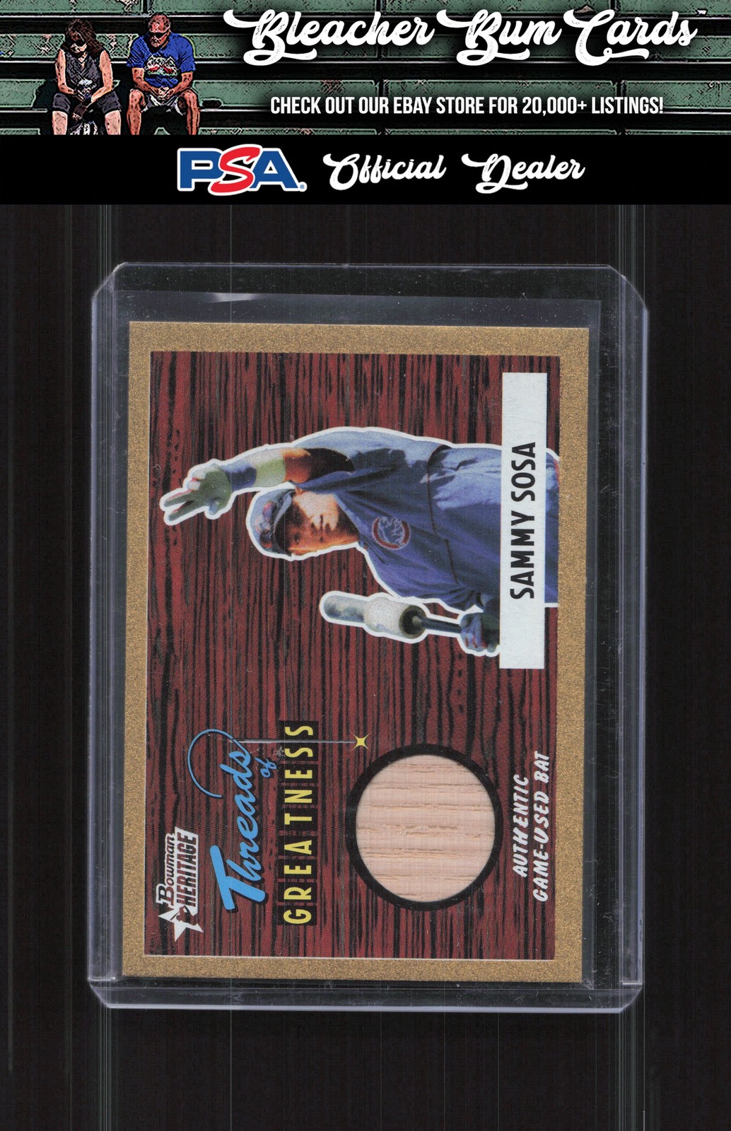 2004 Bowman Heritage TG-SS2 Sammy Sosa Threads of Greatness Gold #/55