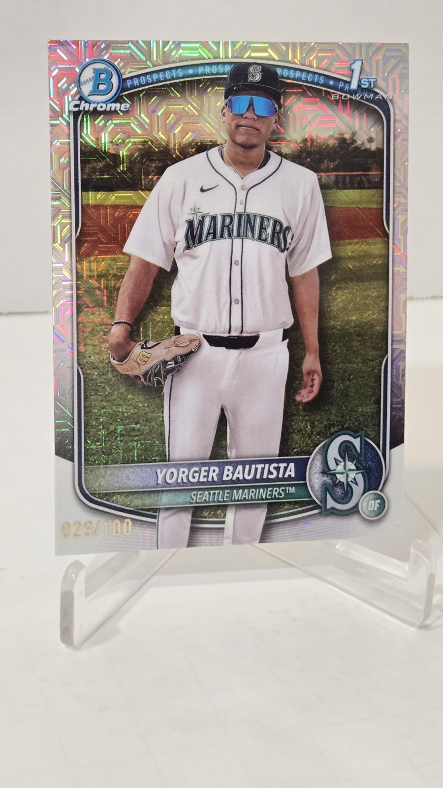 🔥2025 CHROME Yorger Bautista RC⚾️1st BOWMAN MOJO REFRACTOR NUMBERED 29/100!🔥🔥