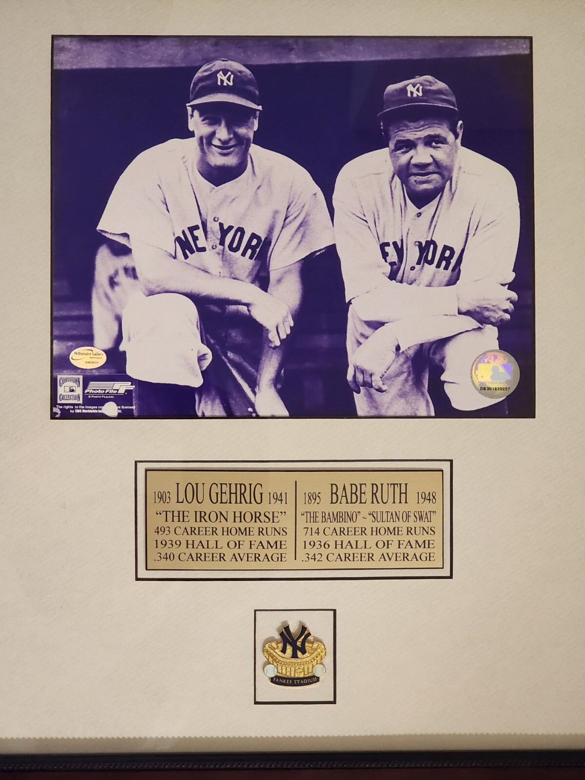 NY Yankees 3 Generations; Mantle & Maris, Gehrig & Ruth, A. Rod & Jeter Collage.