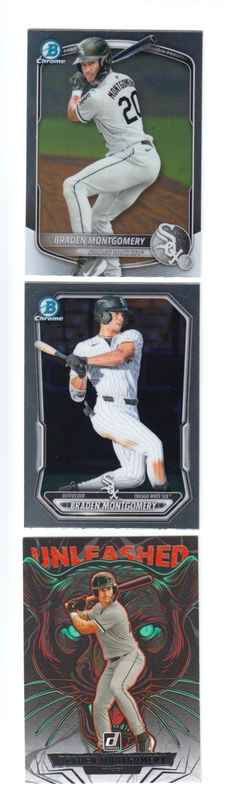 Braden Montgomery – UNLEASHED RC, 2025 CHROME RC, 2026 CHROME RC – White Sox