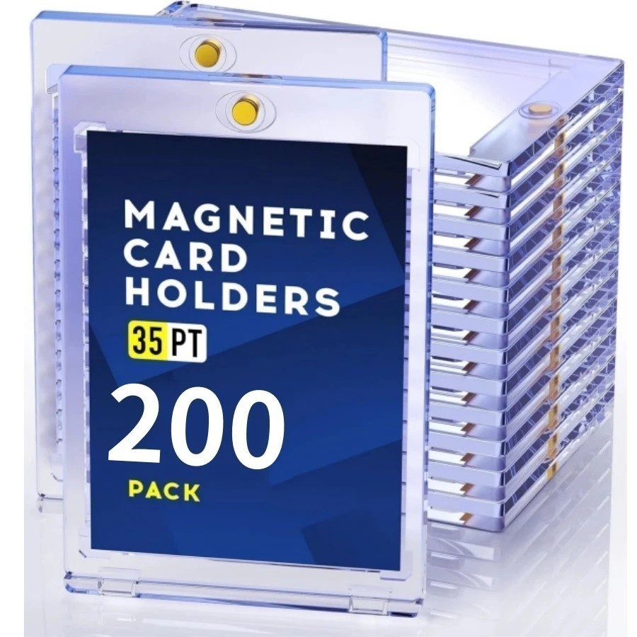 200 Pack Magnetic Card Holders Trading Sports 35pt One-Touch UV Protection Cover