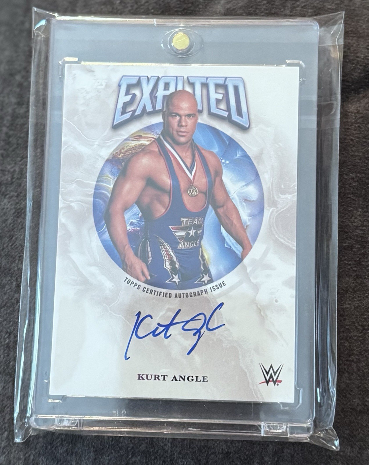 2025 Topps Exalted WWE Kurt Angle On Card Autograph.
