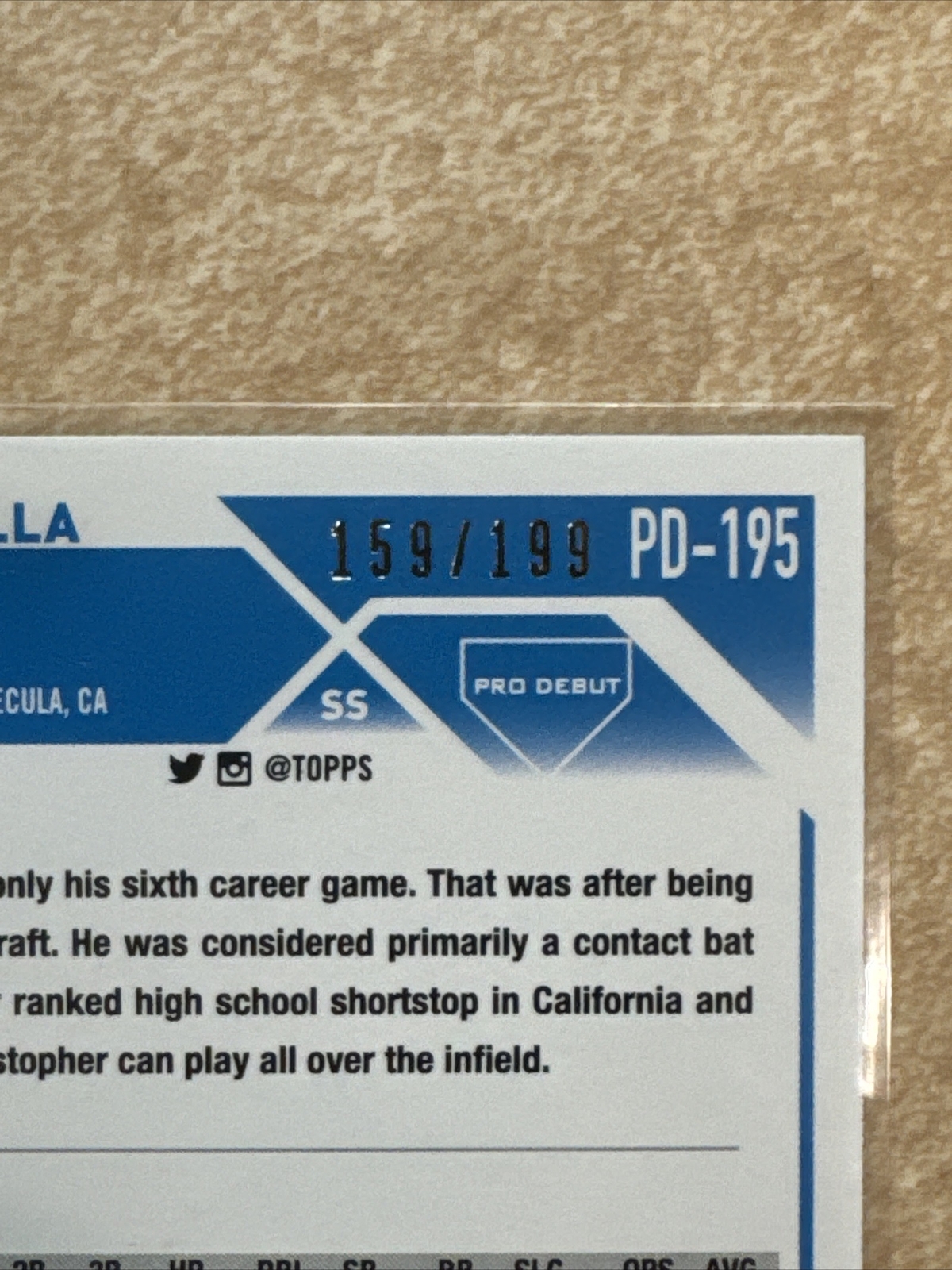 2023 Topps Pro Debut Christopher Paciolla Sparkle Foil Autograph 159/199 Cubs