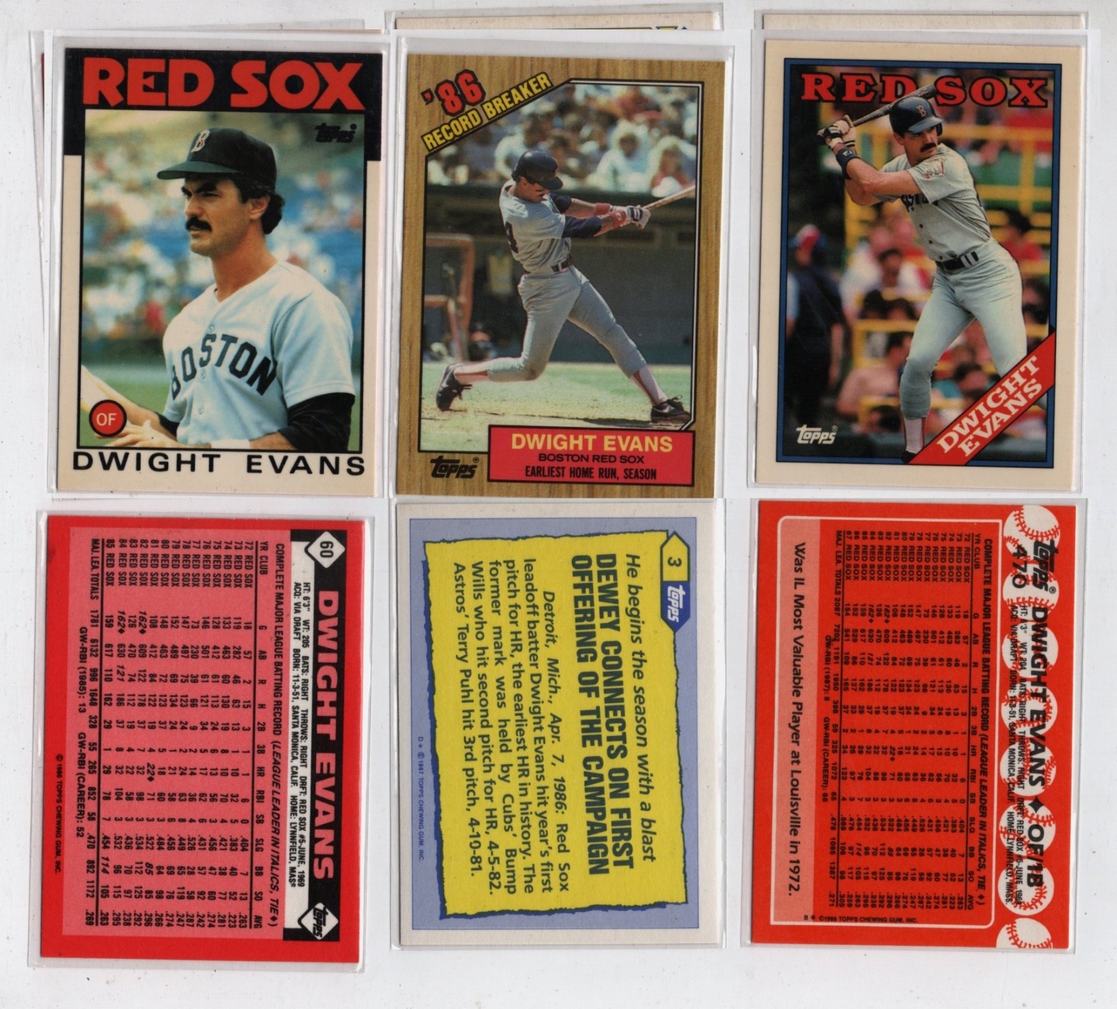 Topps Dwight Evans Red Sox Collectors Edition/Tiffany 3 CT. Card Lot~FREE S&H