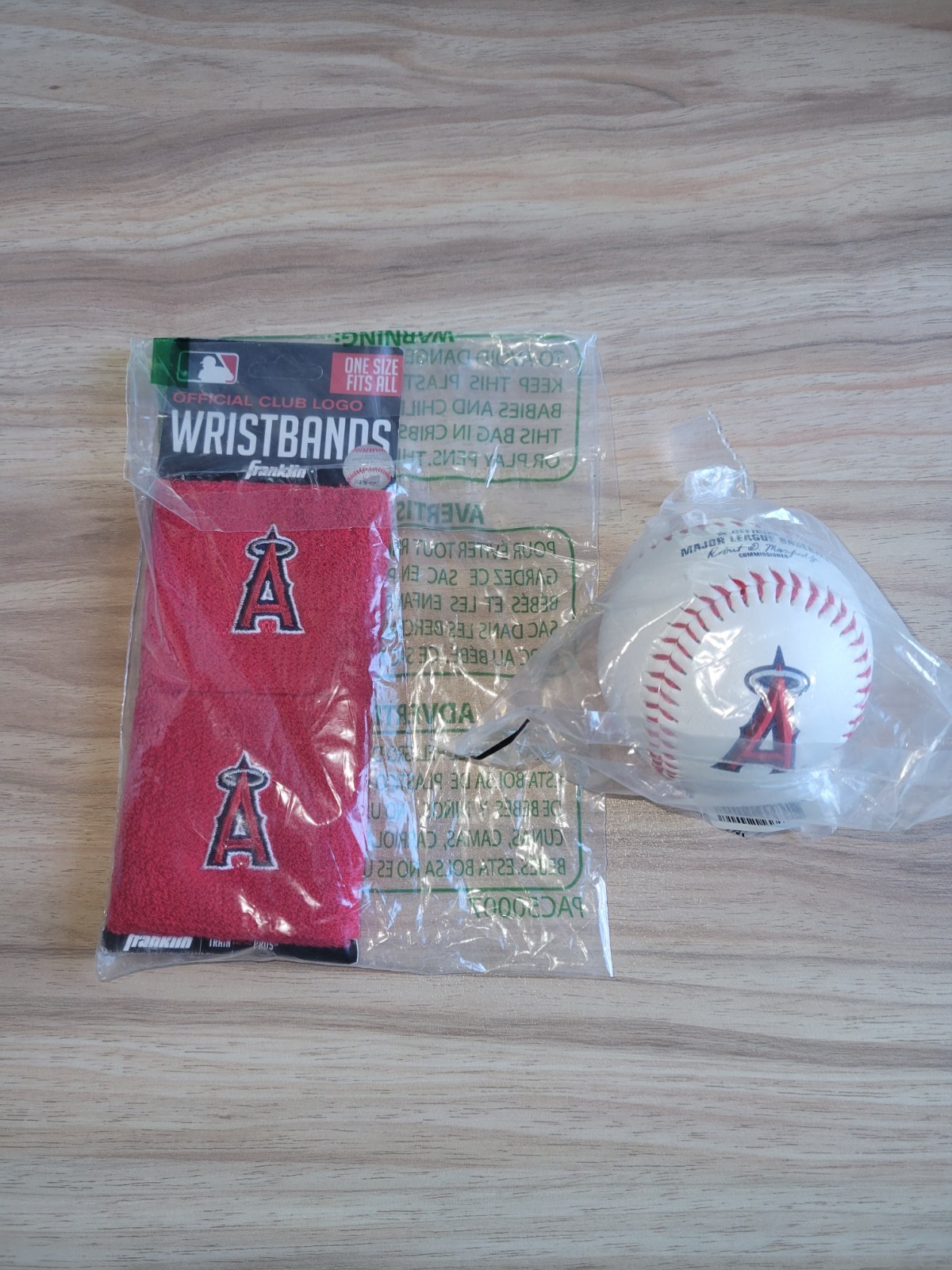 Anaheim Angels MLB Rawlings Souvenir Baseball and Franklin Wrist Bands