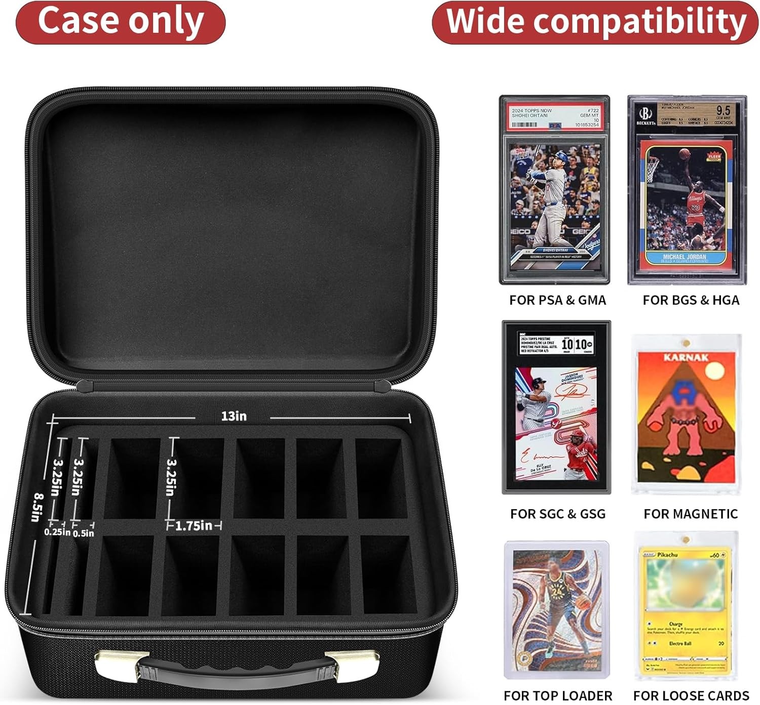 Fireproof Card Storage Box with Lock & Foam Slots for PSA, BGS, CGC Collectibles