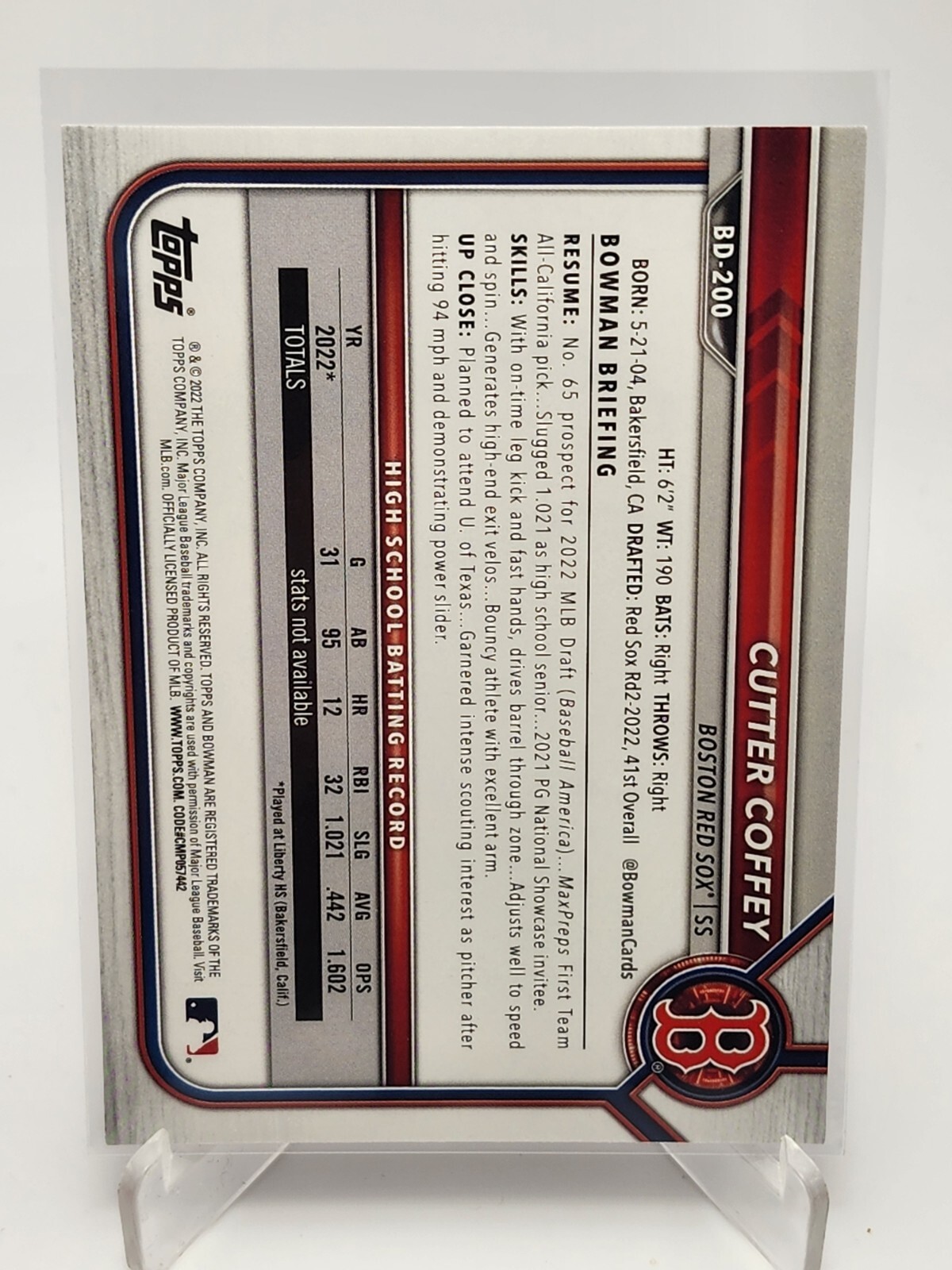 2022 Bowman Draft 1st Edition #BD-200 Cutter Coffey
