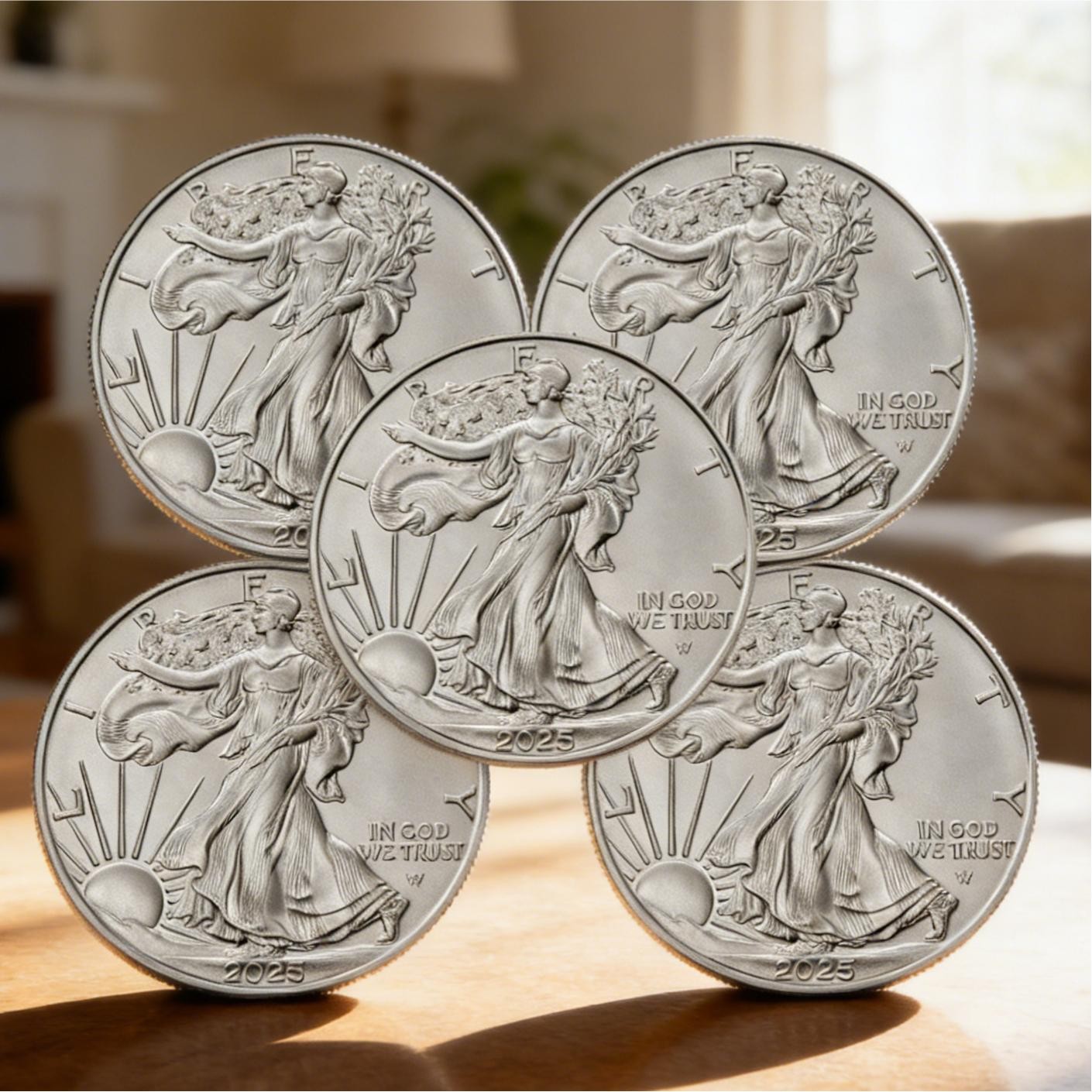 Lot of 5 U.S .999 2025 -1- 0 Z American Eagle C.0.i.n