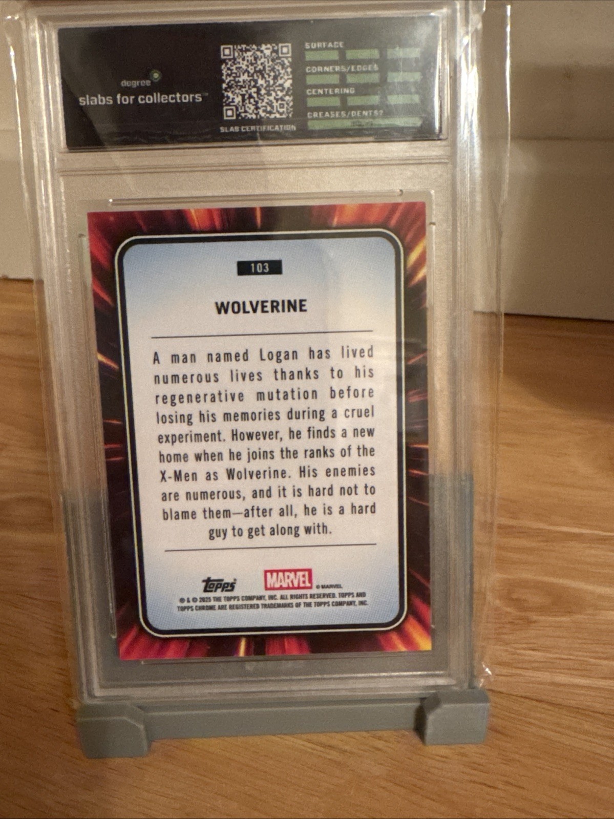Topps Chrome 2025 Wolverine X Men Gold Refractor Yellow Lava Gem Mint 10