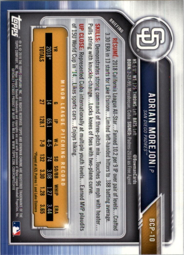 2019 Bowman Chrome Prospects Mega Box Refractor (1-150) Finish set UP TO 25% OFF