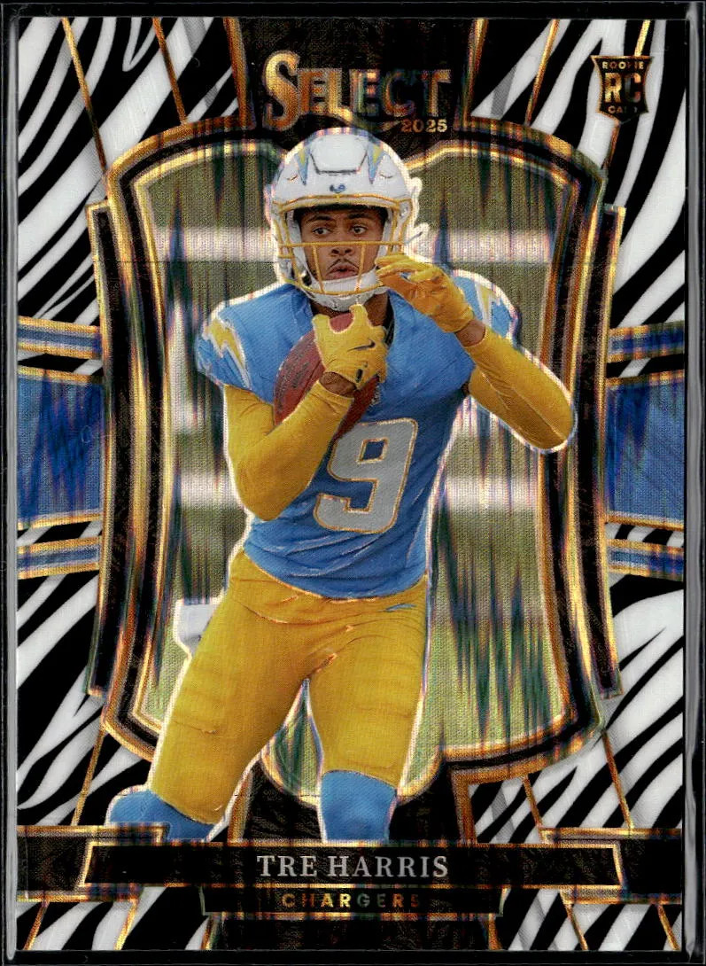 Tre Harris 2025 Select Zebra Prizm SSP SHORTPRINT Rookie RC Los Angeles Chargers