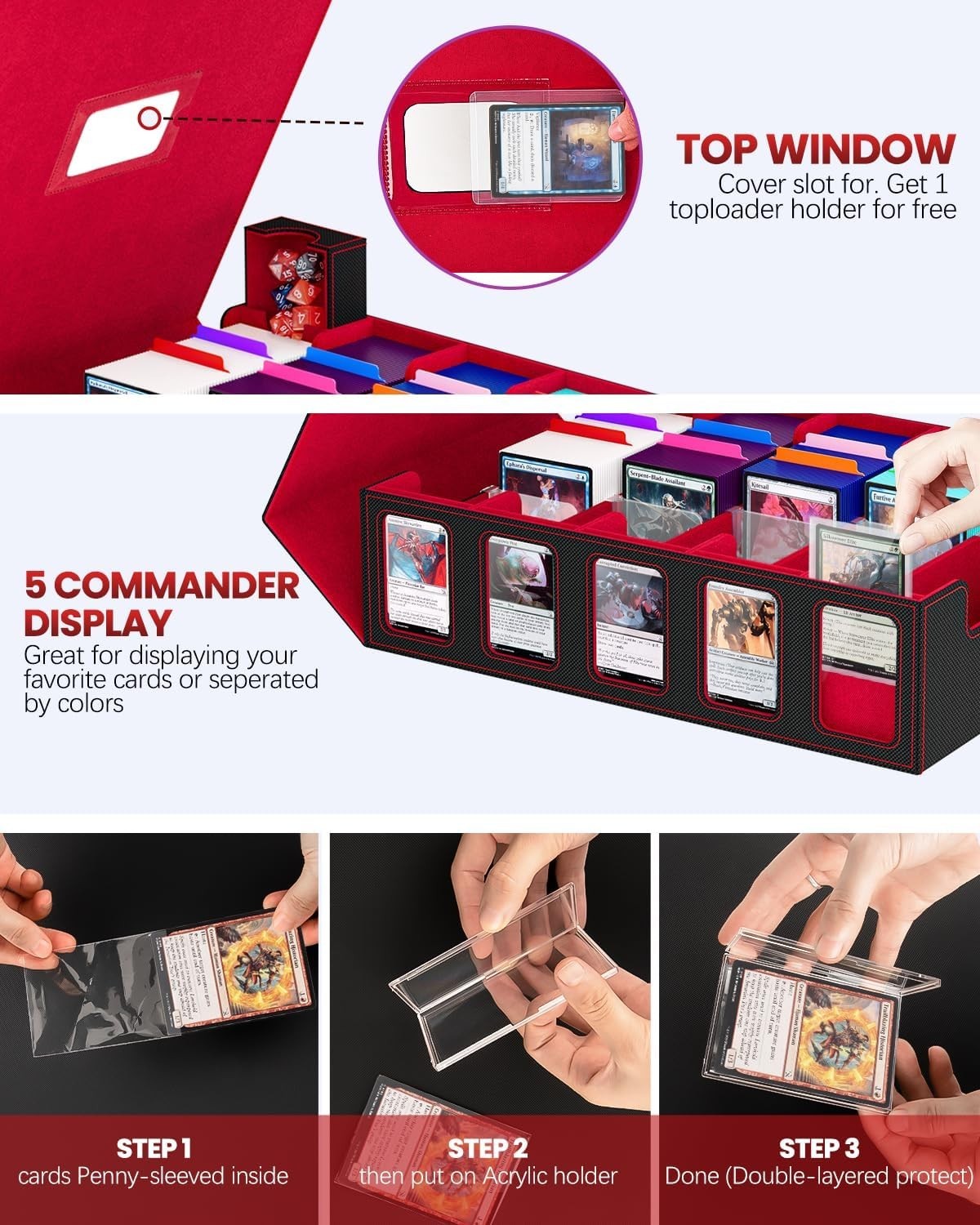 Large Capacity Card Storage Box for Trading Games/-