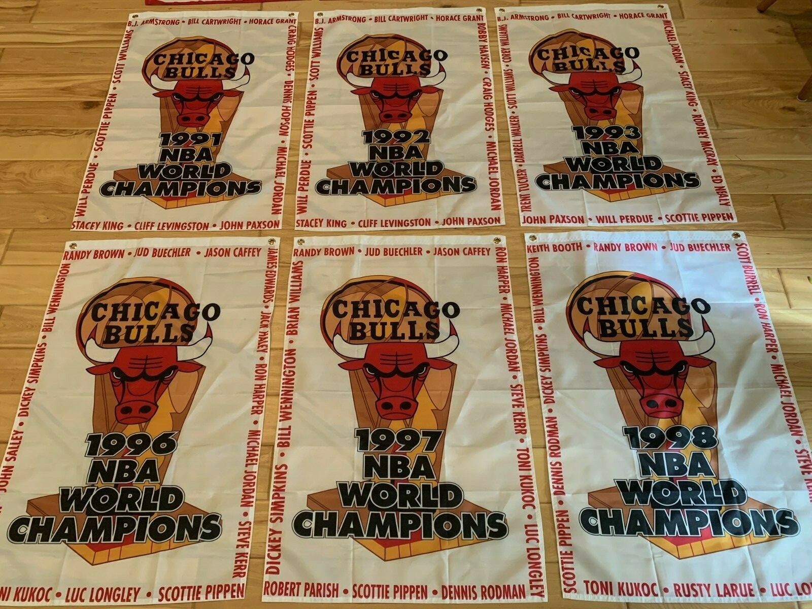2’x3′ Full Set Of Chicago Bulls NBA Championship banners/flags “The Last Dance”