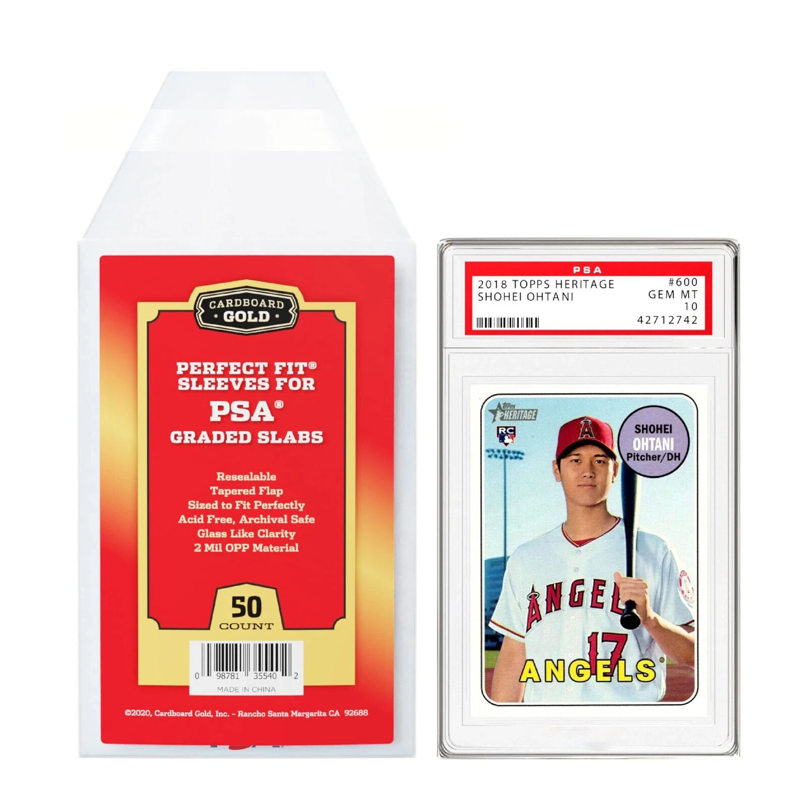 50 Cardboard Gold Perfect Fit Sleeves for PSA No Logo Graded Slabs WITHOUT LOGO