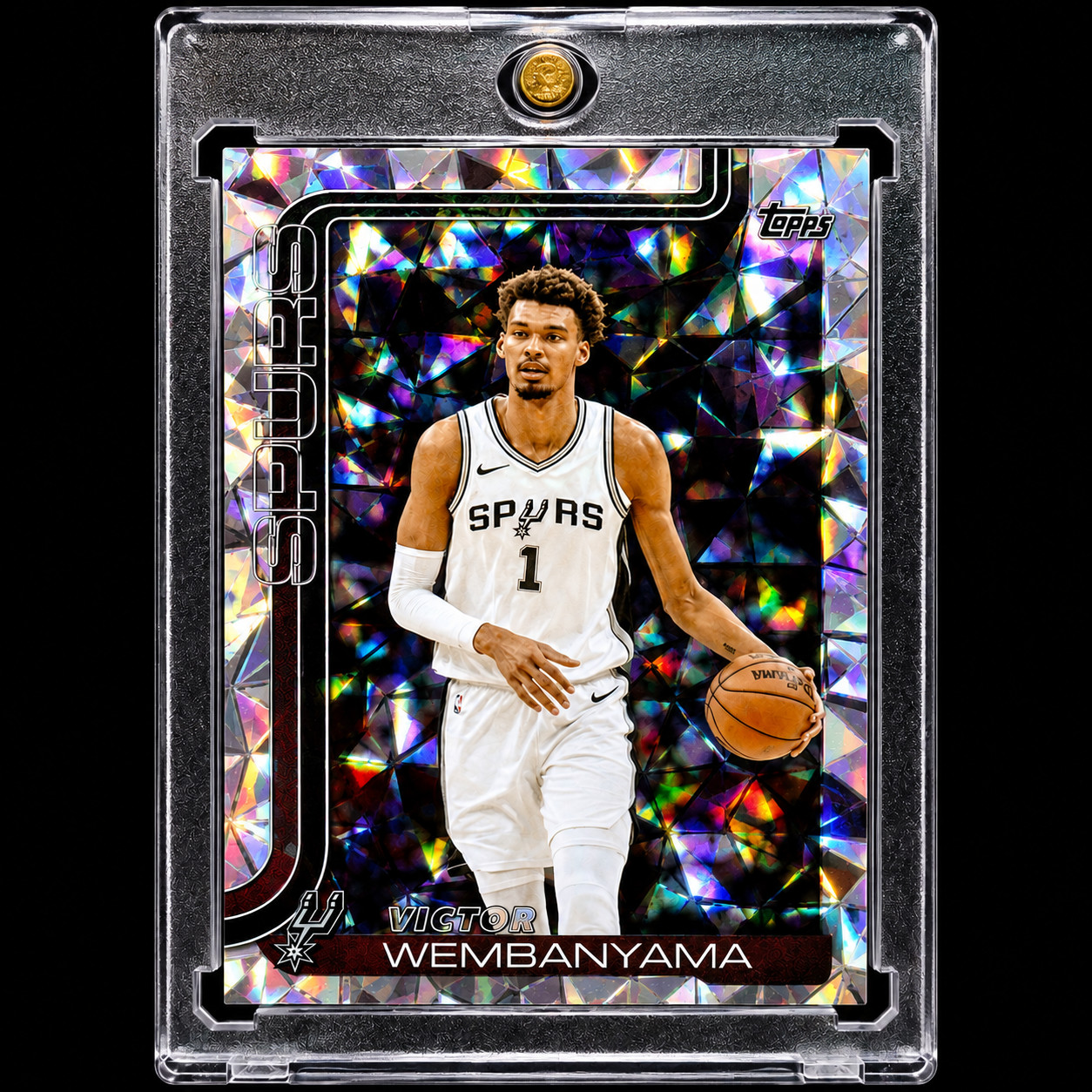 VICTOR WEMBANYAMA DIAMOND REFRACTOR RARE Holographic Card Topps Spurs