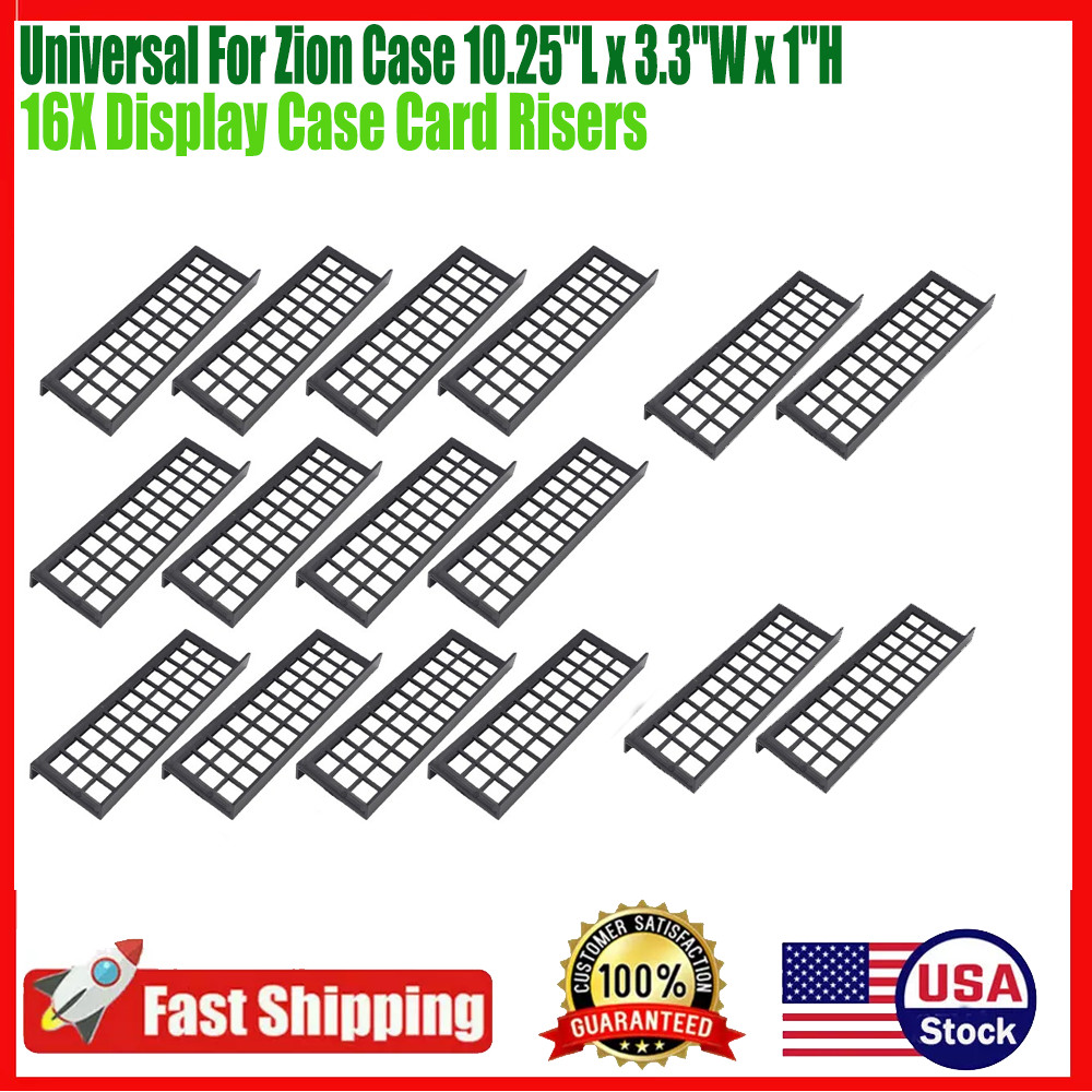 Display Case Card Riser Stands Compatible For Zion Case – 16 Risers 10.25″ L Kit