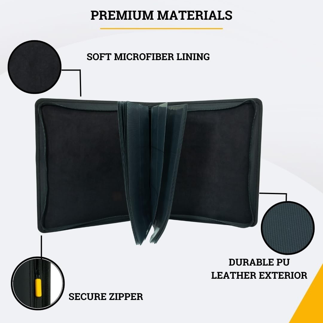 4 Pocket Toploader Binder with Zipper for 160 Cards – Side Loaded Sports & TCG C