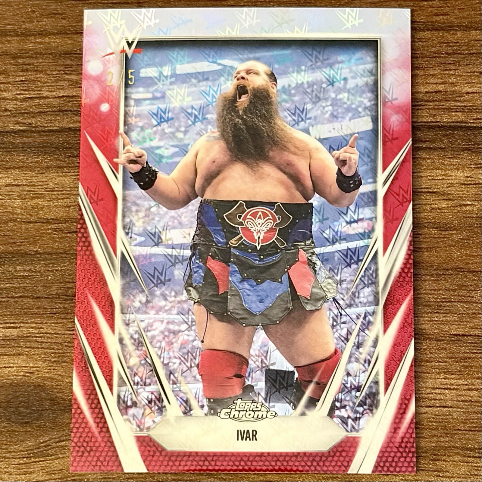 2026 Topps Chrome WWE Ivar Logofractor Red Refractor 2/5 WAR RAIDERS