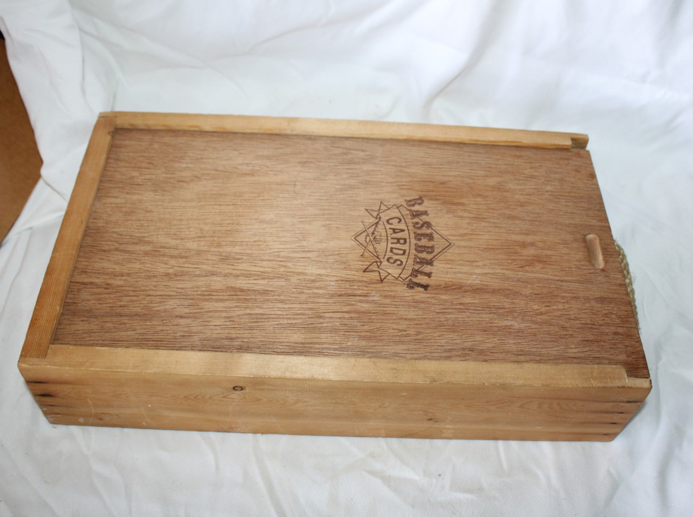 Vintage Baseball Card Storage Napa Valley Box Co Wooden Crate 6-Slot Sliding Lid