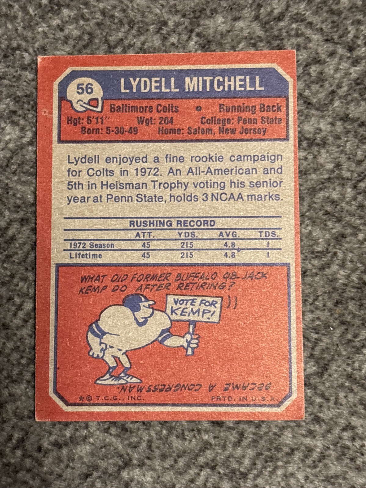 1973 Topps – Lydell Mitchell #56 (RC)