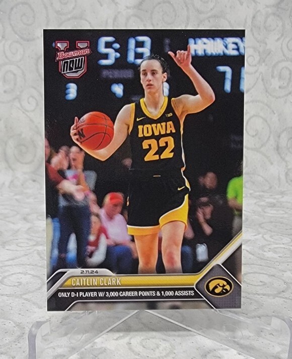 2023-24 Bowman U Now Basketball #48 Caitlin Clark 3,000 Pts 1000 AST