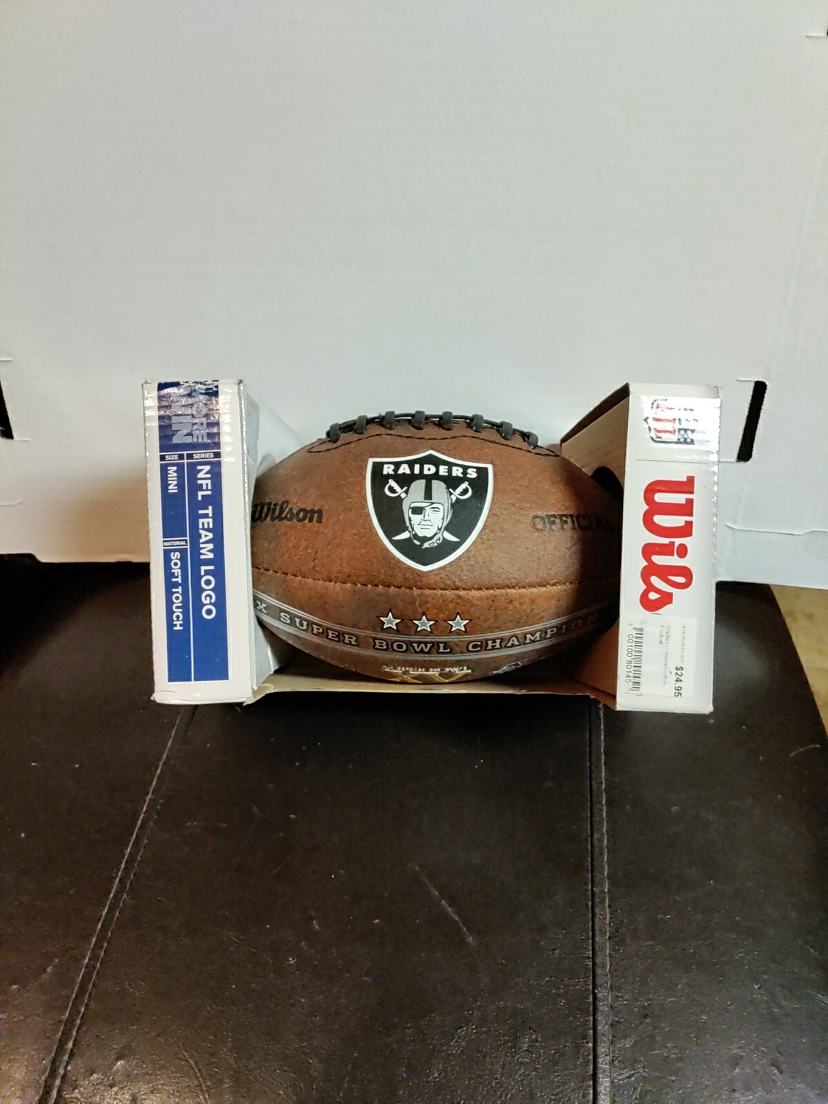 NFL Commemorative Football, 9-Inches Oakland Raiders. Signed Jeff Barnes. SB 15