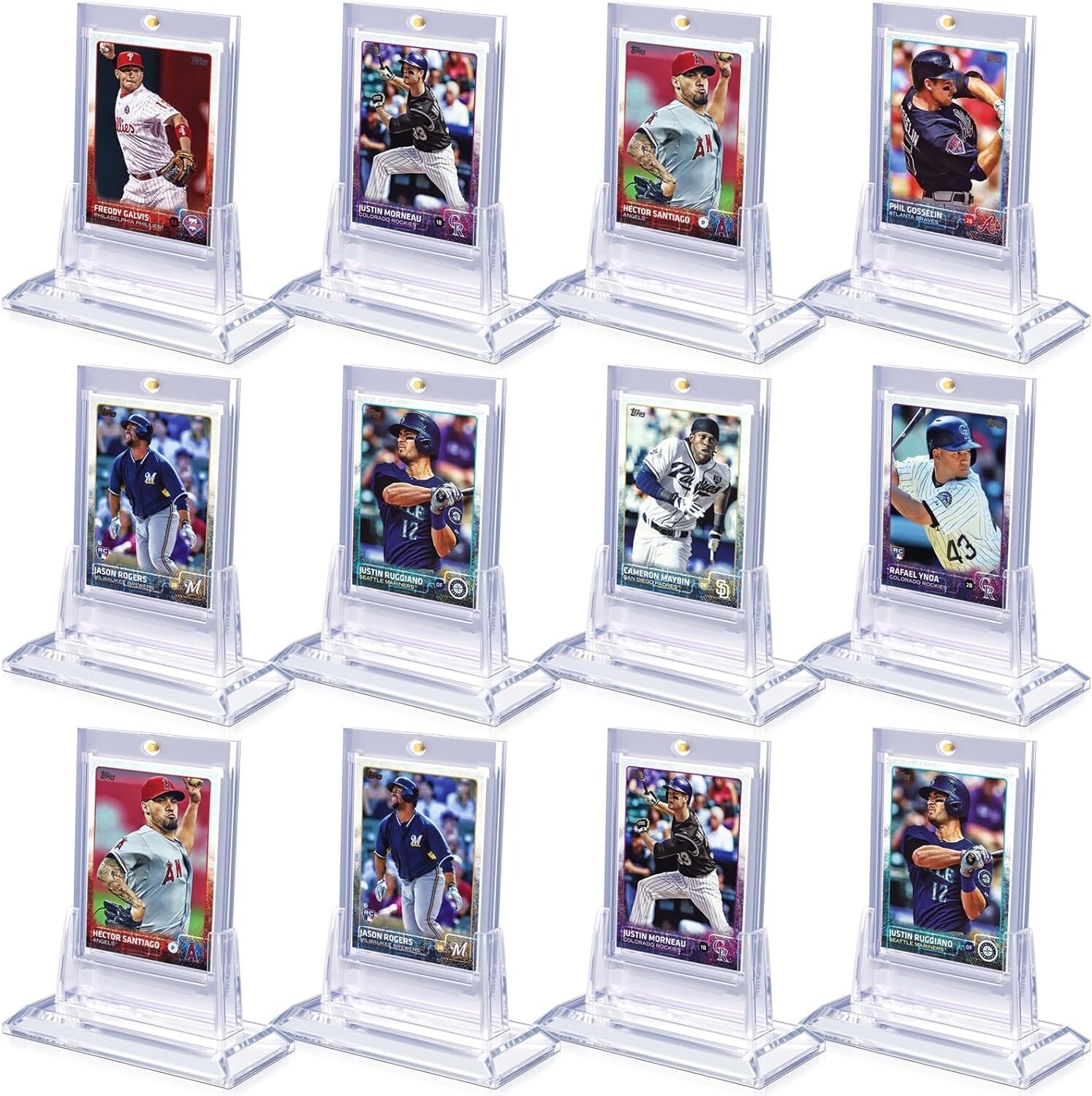 12 Magnetic Card Holders For Trading Card 35Pt Hard Baseball Protector W Stand