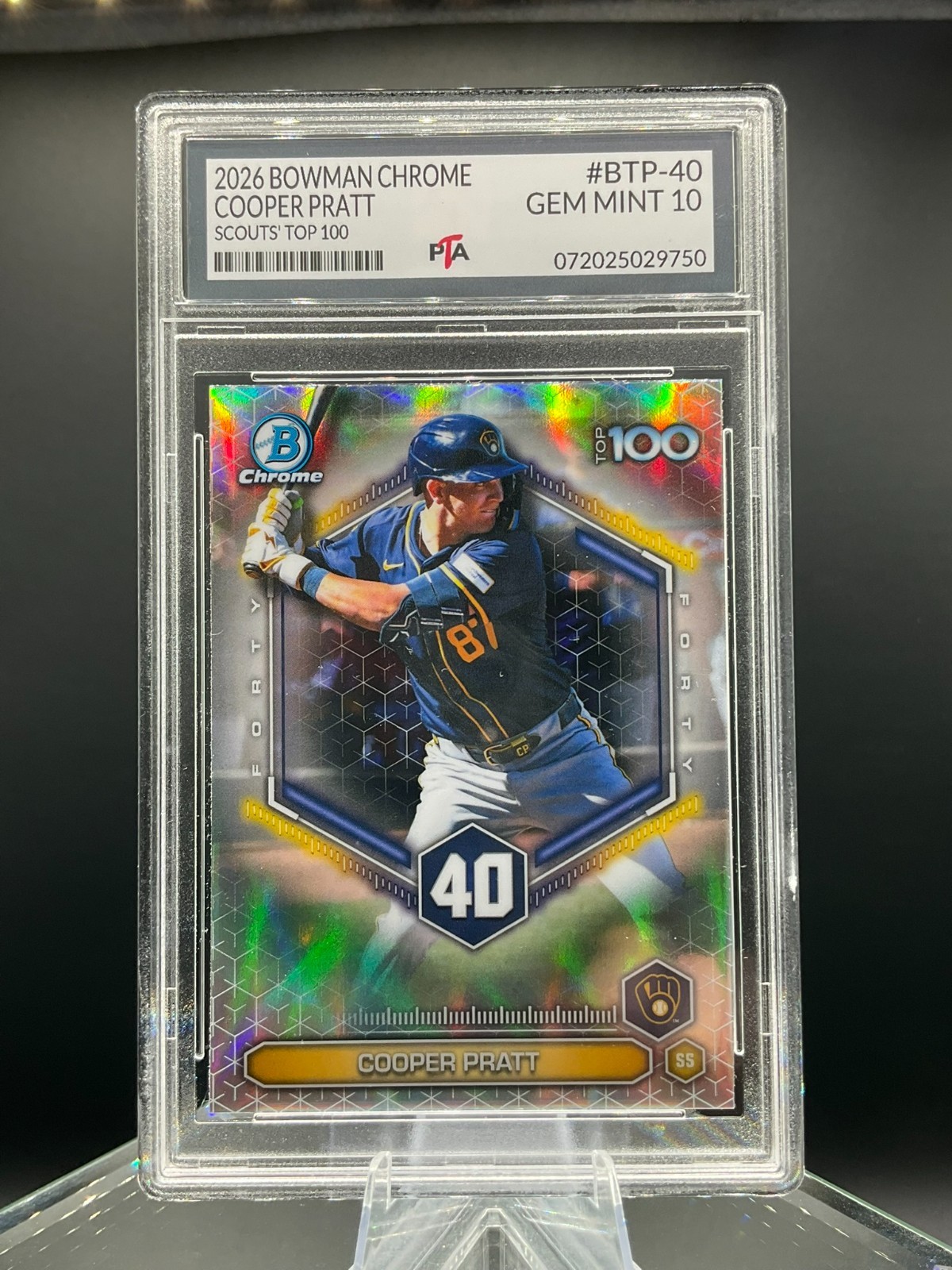 2026 Bowman Chrome Cooper Pratt Scout’s TOP 100 Refractor ~ GEM MINT PTA 10🔥