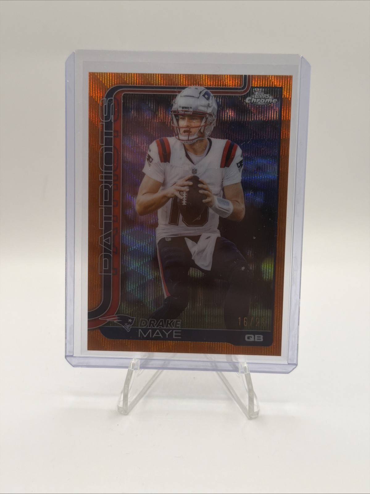 2025 Topps Chrome Drake Maye Orange Wave Refractor #/25 Patriots