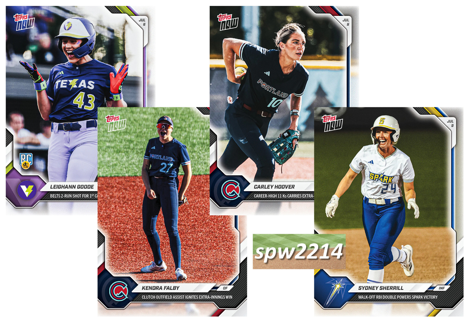 2026 Topps Now AUSL Softball #32 Goode #33 Falby #34 Hoover #35 Sherrill Presale