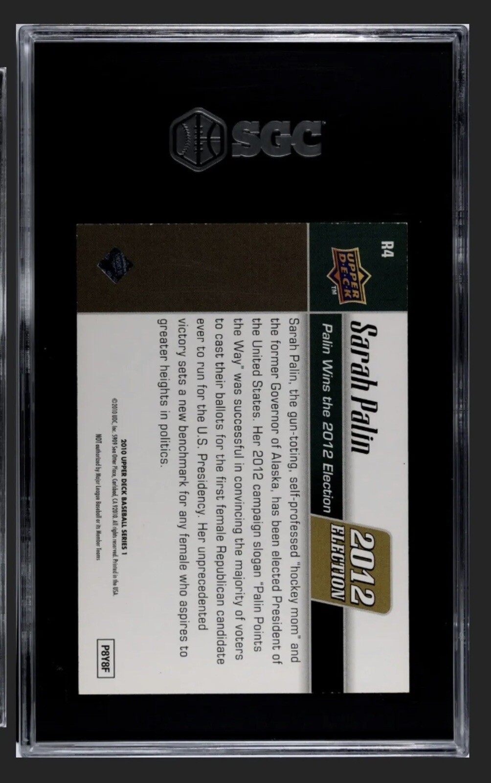 2010 Upper Deck #R4 Sarah Palin Retail Exclusive Walmart SSP SGC 8 NM NEAR MINT