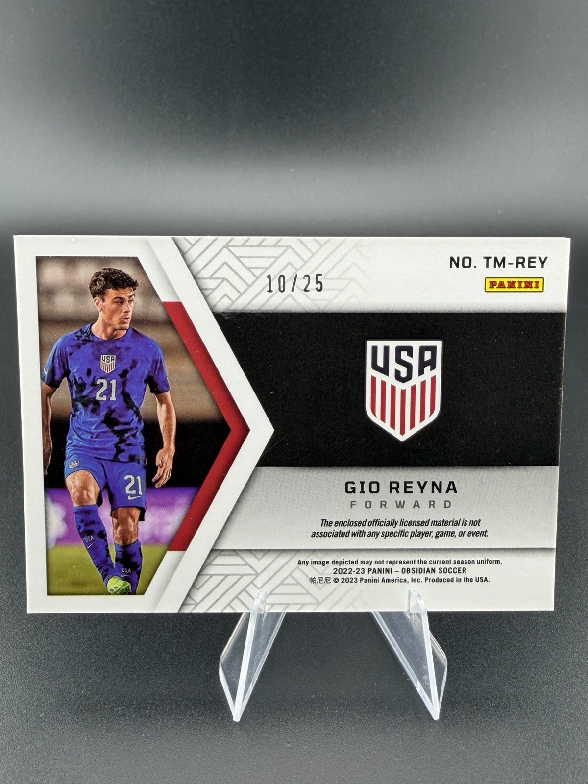 2022-23 Obsidian Gio Reyna Trifecta Material Patch /25 USMNT Team USA #TM-REY