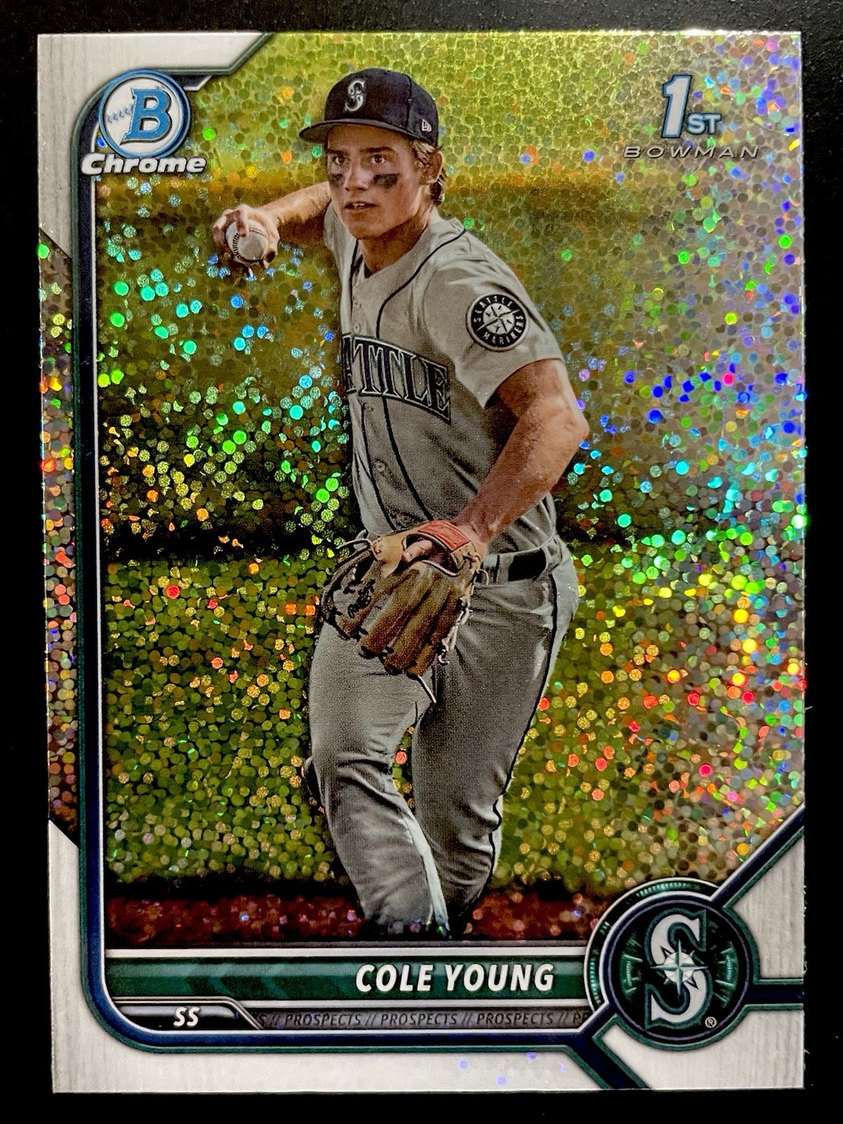 Cole Young 2022 Bowman Draft Chrome Sparkle Refractor #BDC-112 Seattle Mariners