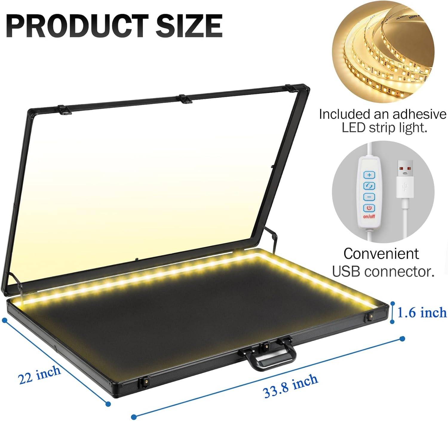 Card Display Case with LED Light for Trading Card, 34 X 22 Inch Aluminum Large P