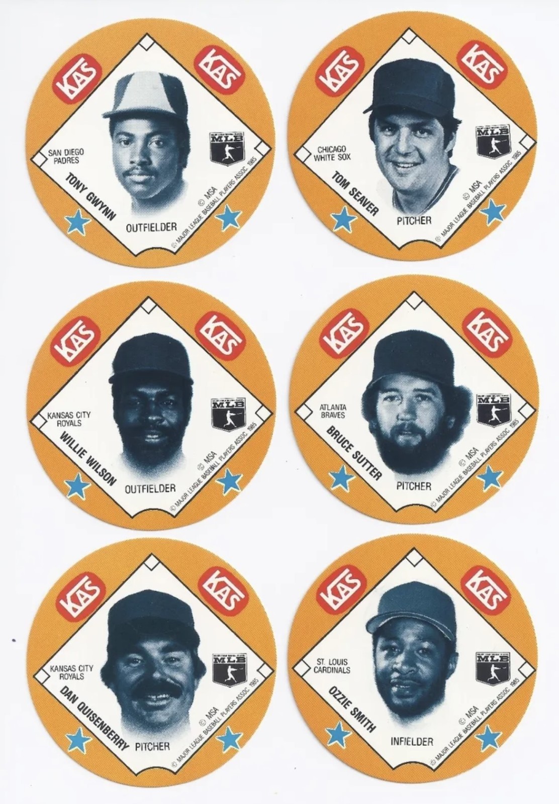 1985 85 KAS Potato Chips Snack Time Disc Ripken Gwynn Carlton Schmidt Seaver
